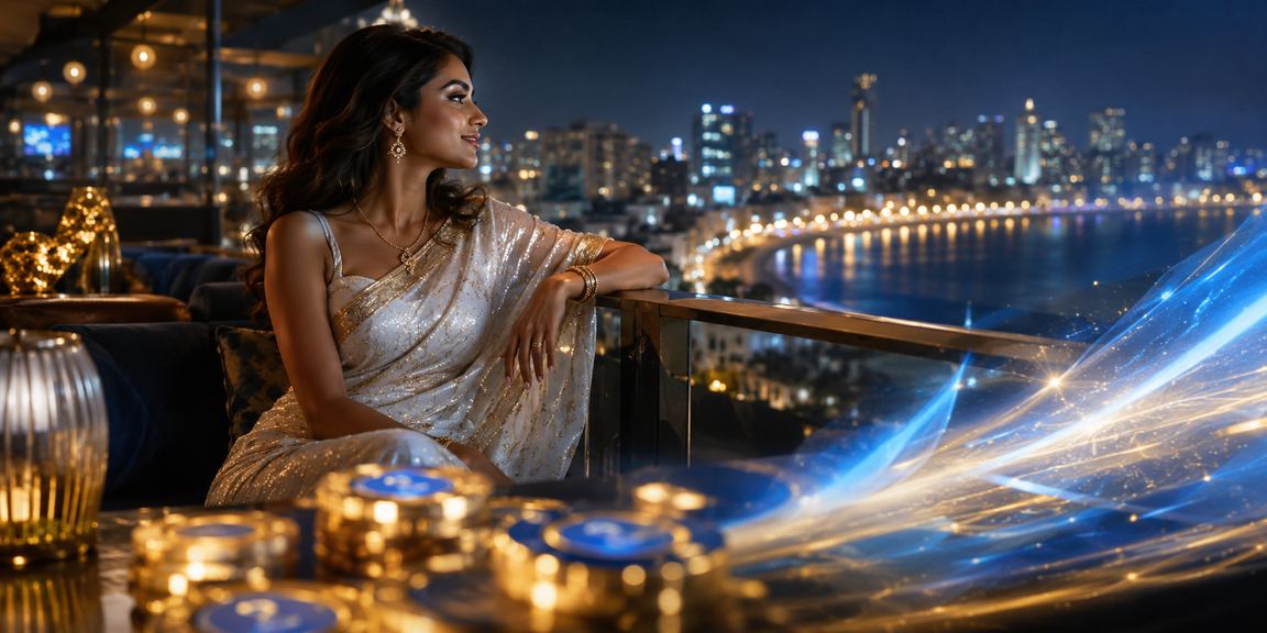 Festive Indian woman celebrating Diwali with bonus gift box